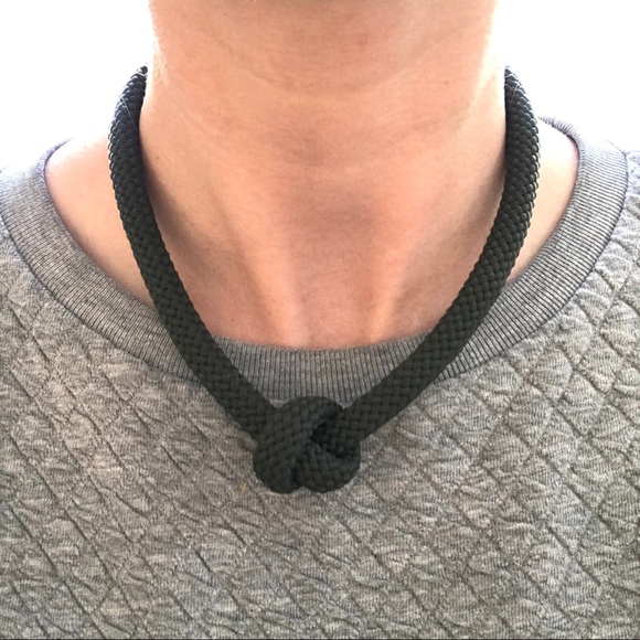 Olive green rope necklace multiple ways to wear it - Picture 7 of 11